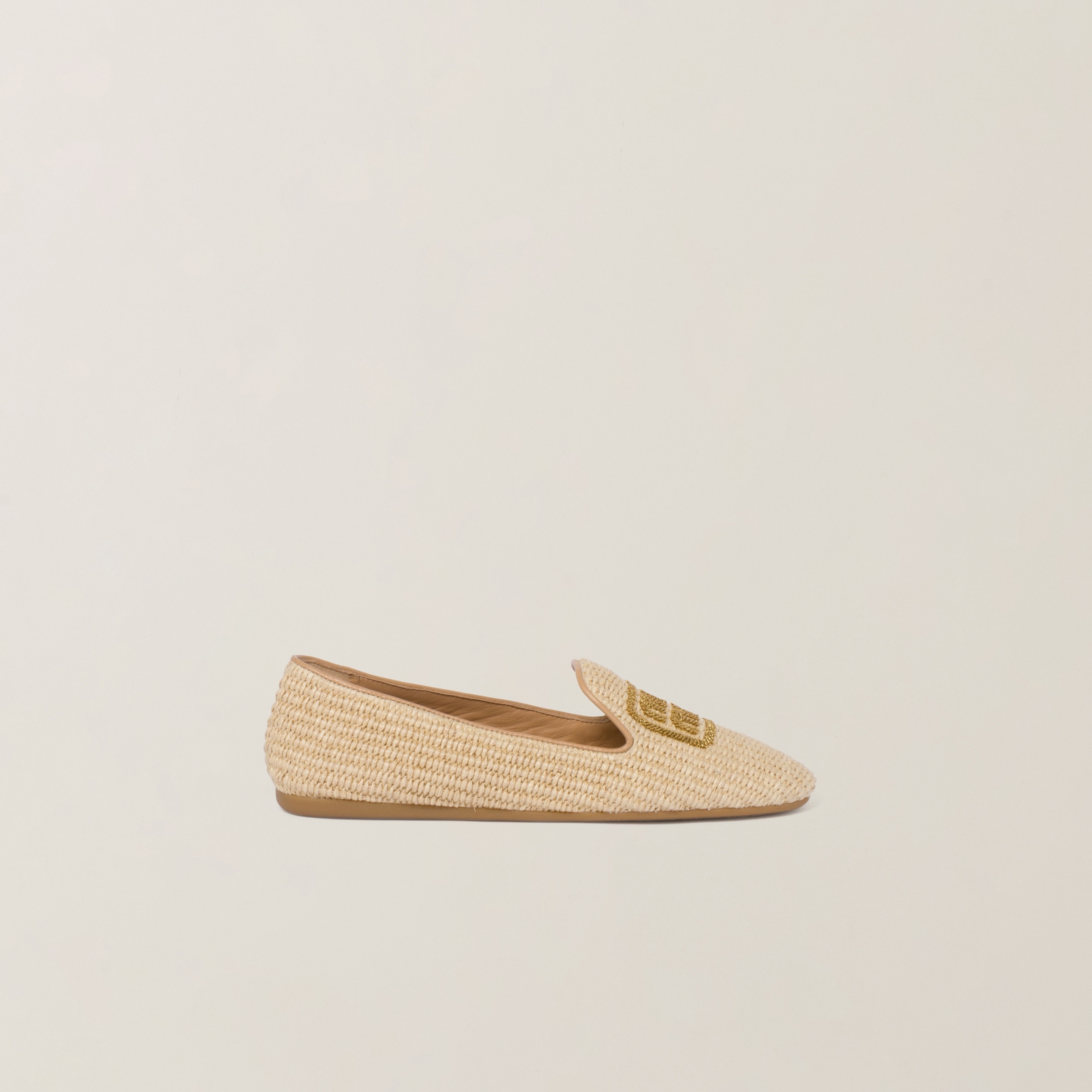 Raffia-effect woven fabric slippers - 2