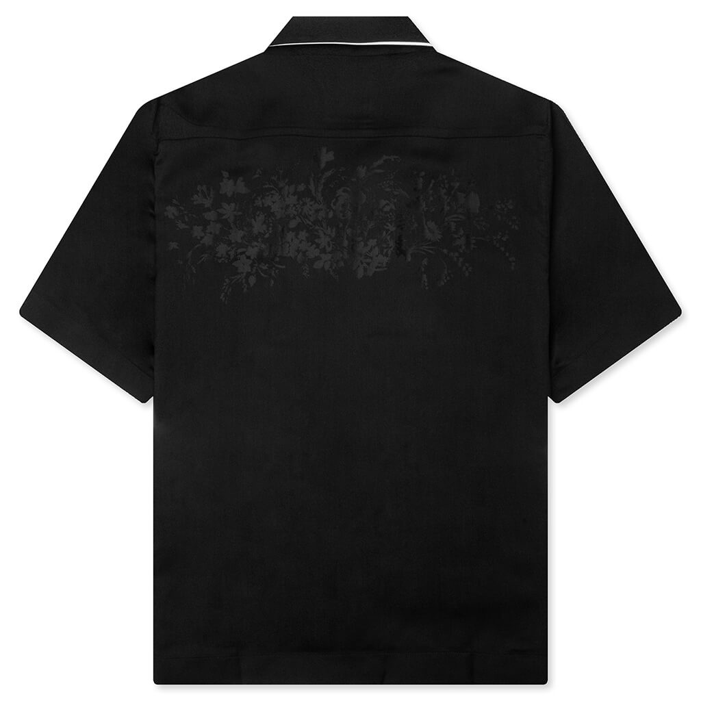 BOXY FIT SHIRT IN FLORAL JACQUARD - BLACK - 2