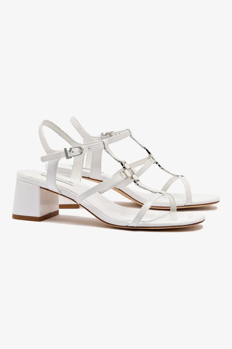Larroudé Hana Block In White Patent Leather outlook