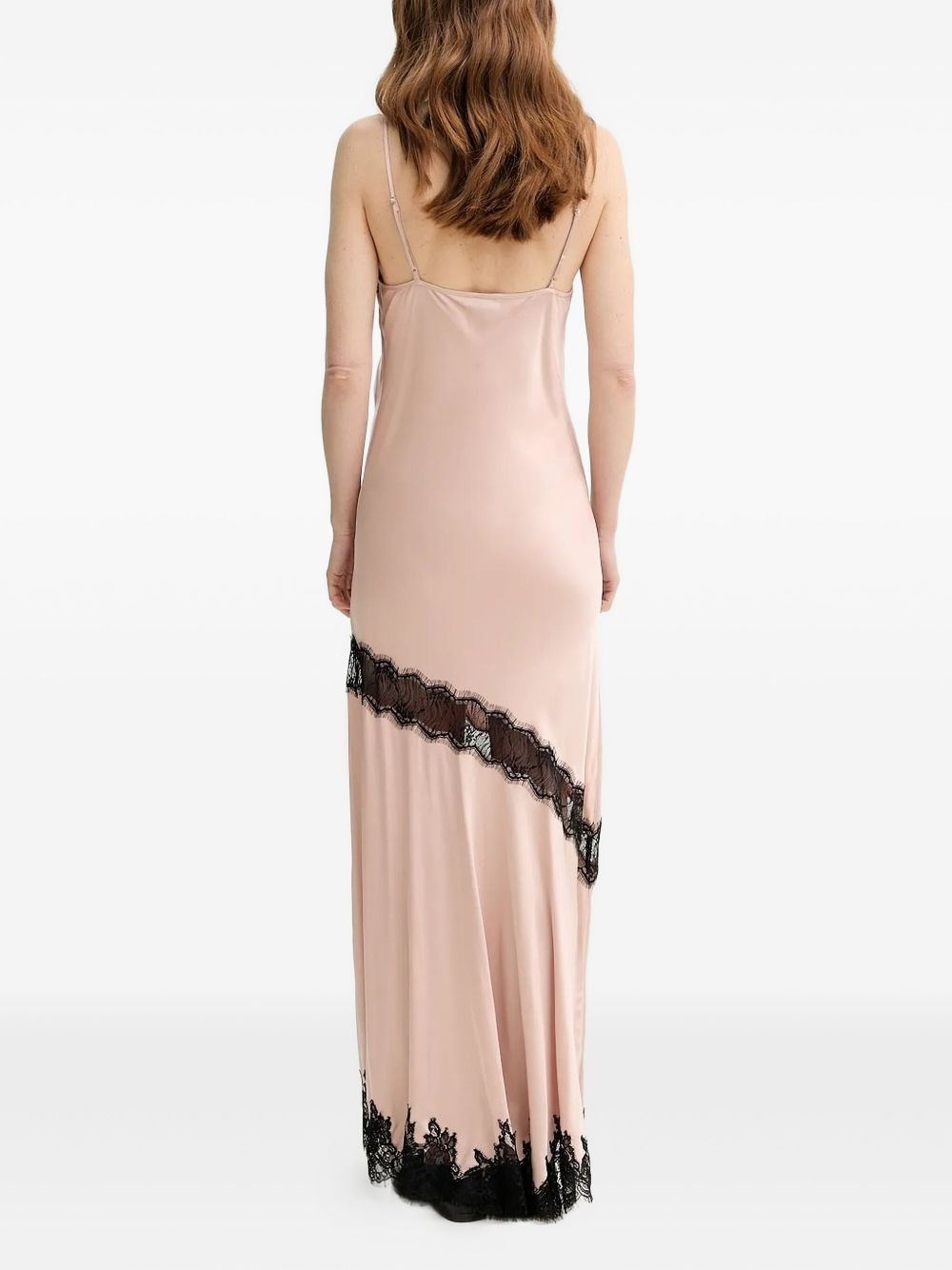 lace-insert silk slip dress - 2