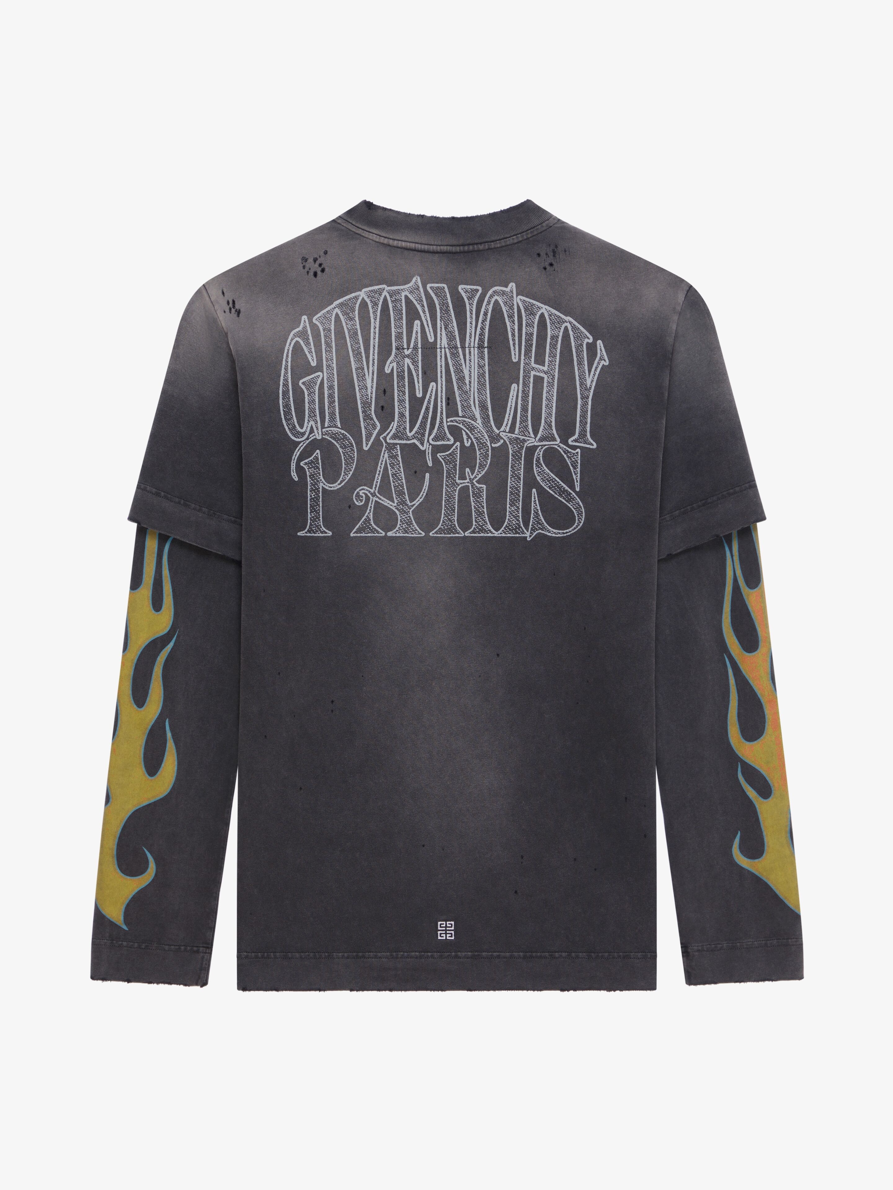 Givenchy OVERLAPPED T-SHIRT IN COTTON WITH GIVENCHY FLAMES