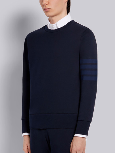 Thom Browne Navy Cotton Loopback Relaxed Fit Tonal 4-Bar Crewneck Sweatshirt outlook