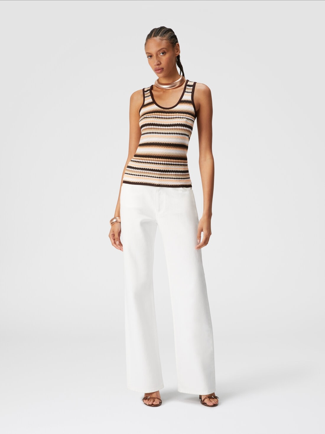 Striped cotton and viscose tank top - 2