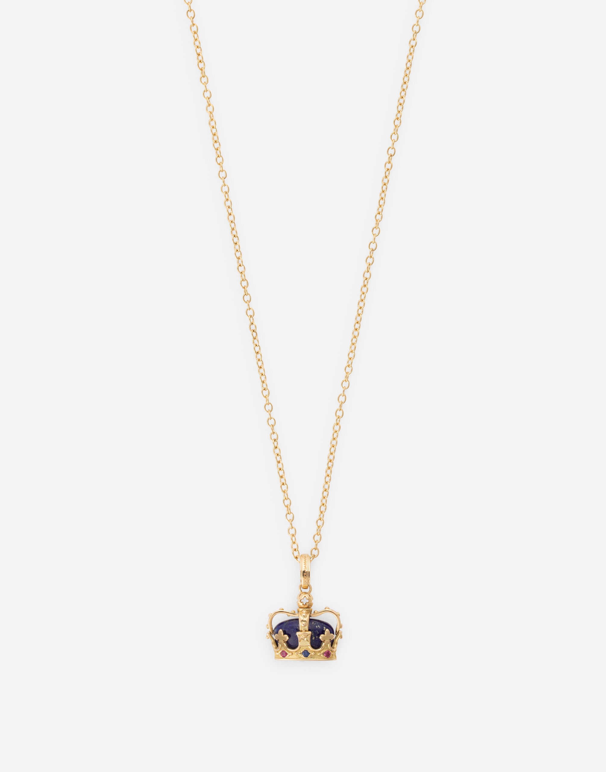 Crown yellow gold pendant with lapis lazuli - 2