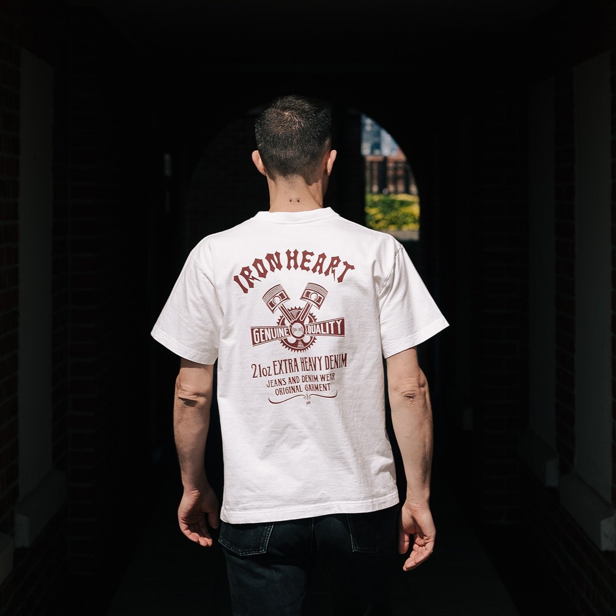 IHT-2403-WHT 7.5oz Printed Loopwheel Crew Neck T-Shirt - White - 4