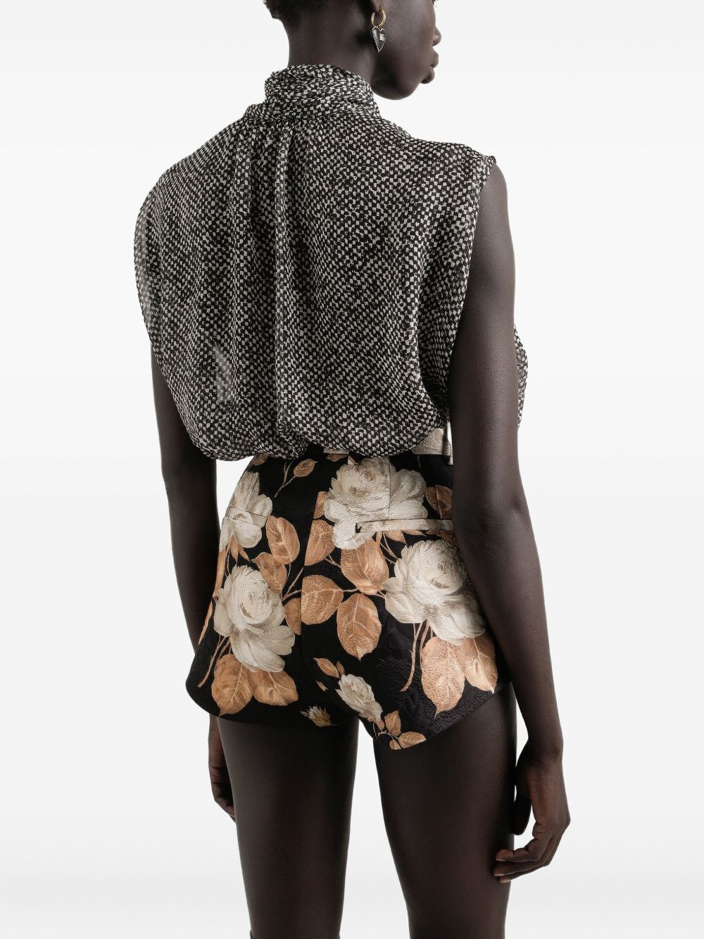 sleeveless tie-neck top - 5