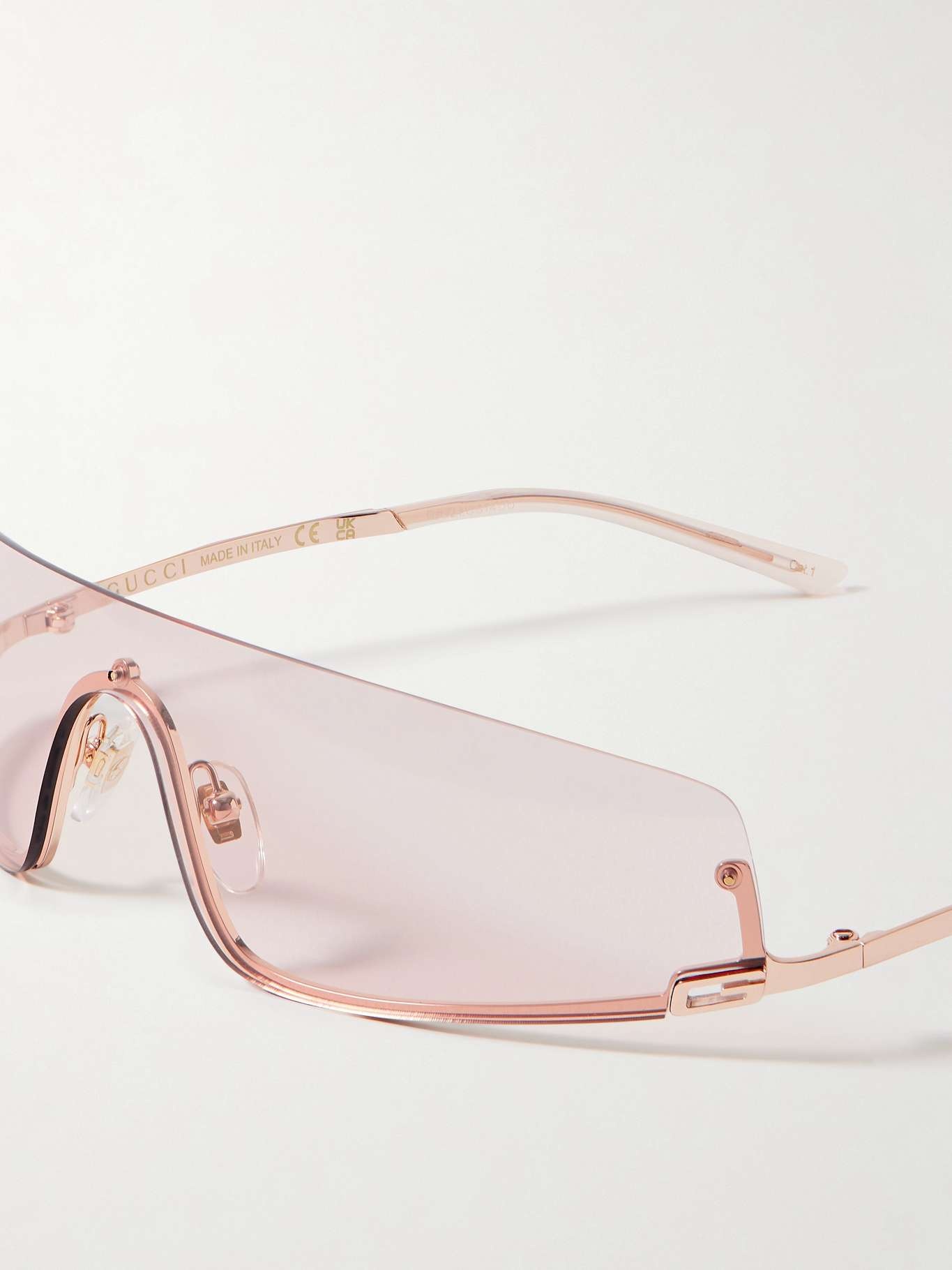 Rimless rectangle-frame rose gold-tone sunglasses - 4