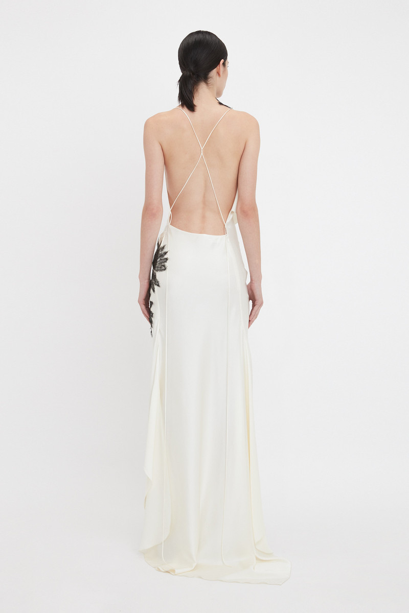 victoria beckham cami floor-length dress in ivory Victoria Beckham looks sensational in a silky backless bridal gown