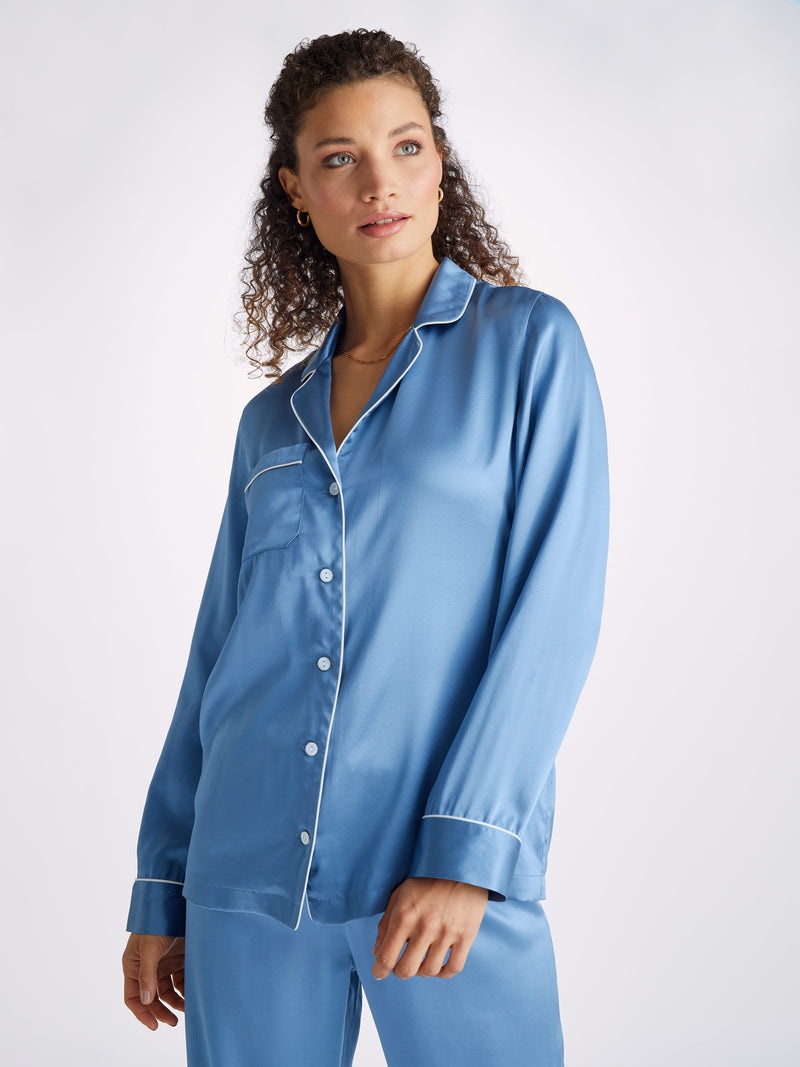Women's Pajamas Bailey Silk Satin Soft Denim - 2