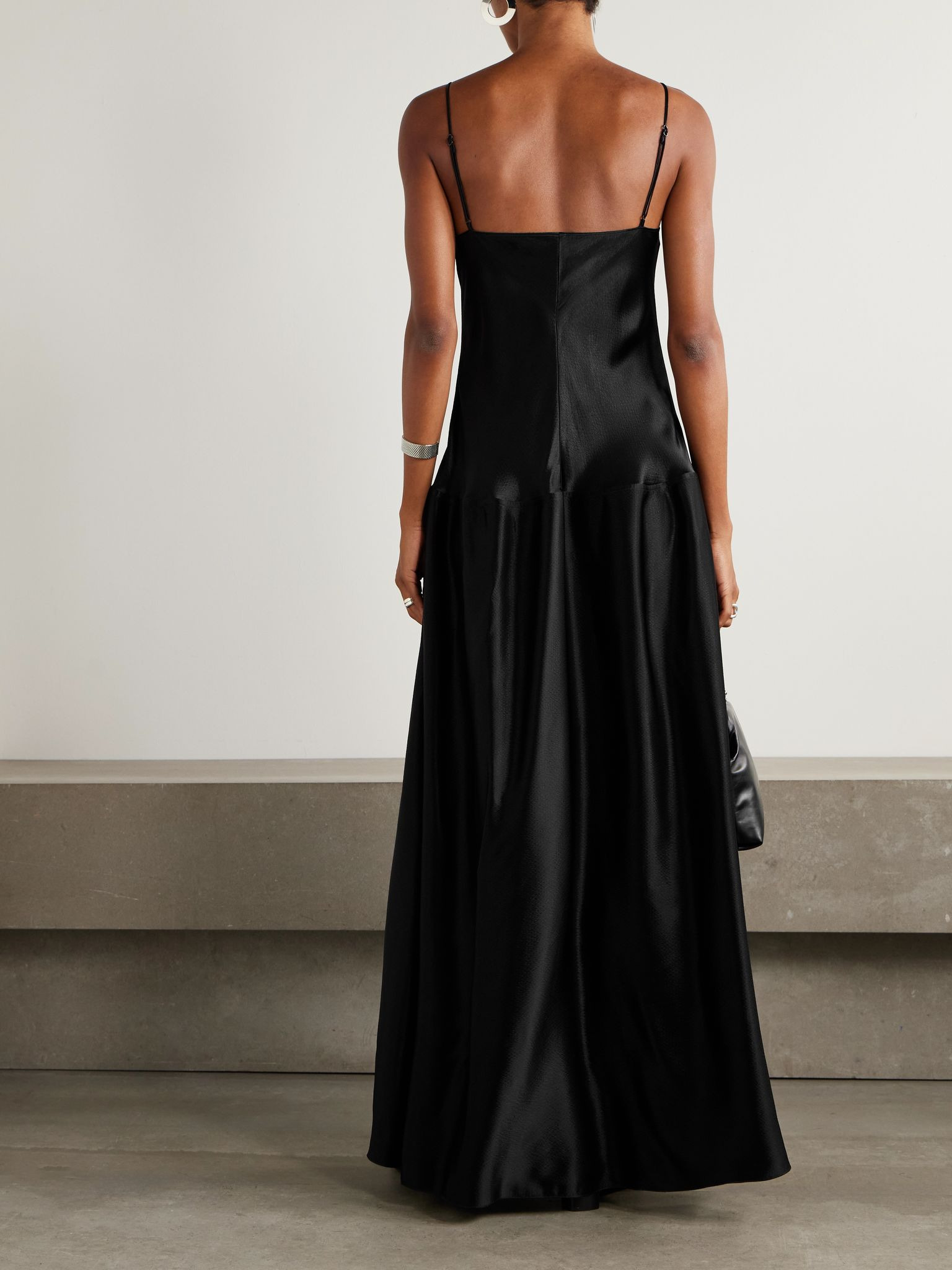 Layla hammered-satin maxi dress Black - 3
