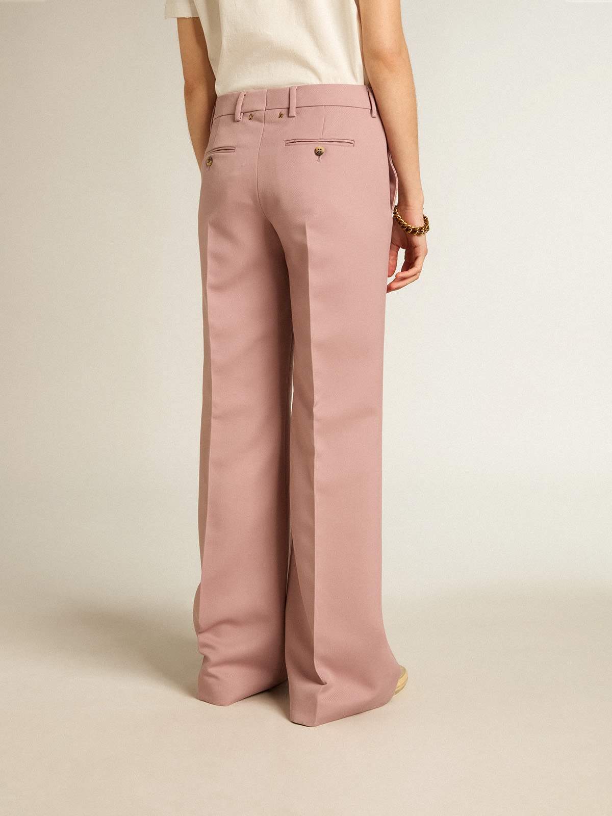 Women’s wool gabardine pants in sand