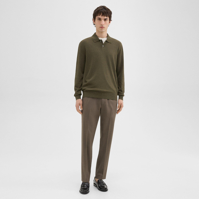Theory Goris Long-Sleeve Polo Shirt in Light Bilen outlook