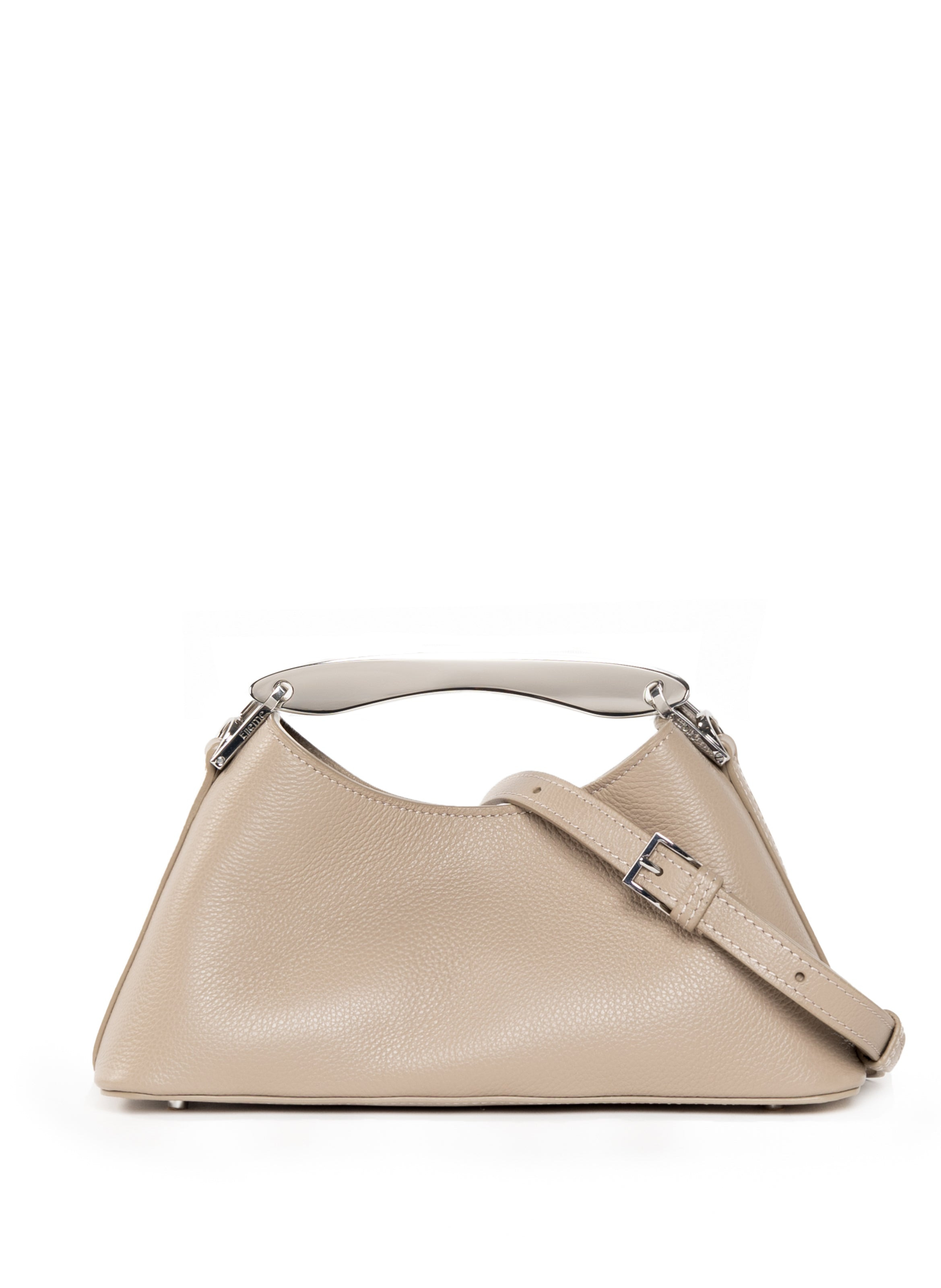 Mini Boomerang Pebbled Leather Taupe - 4