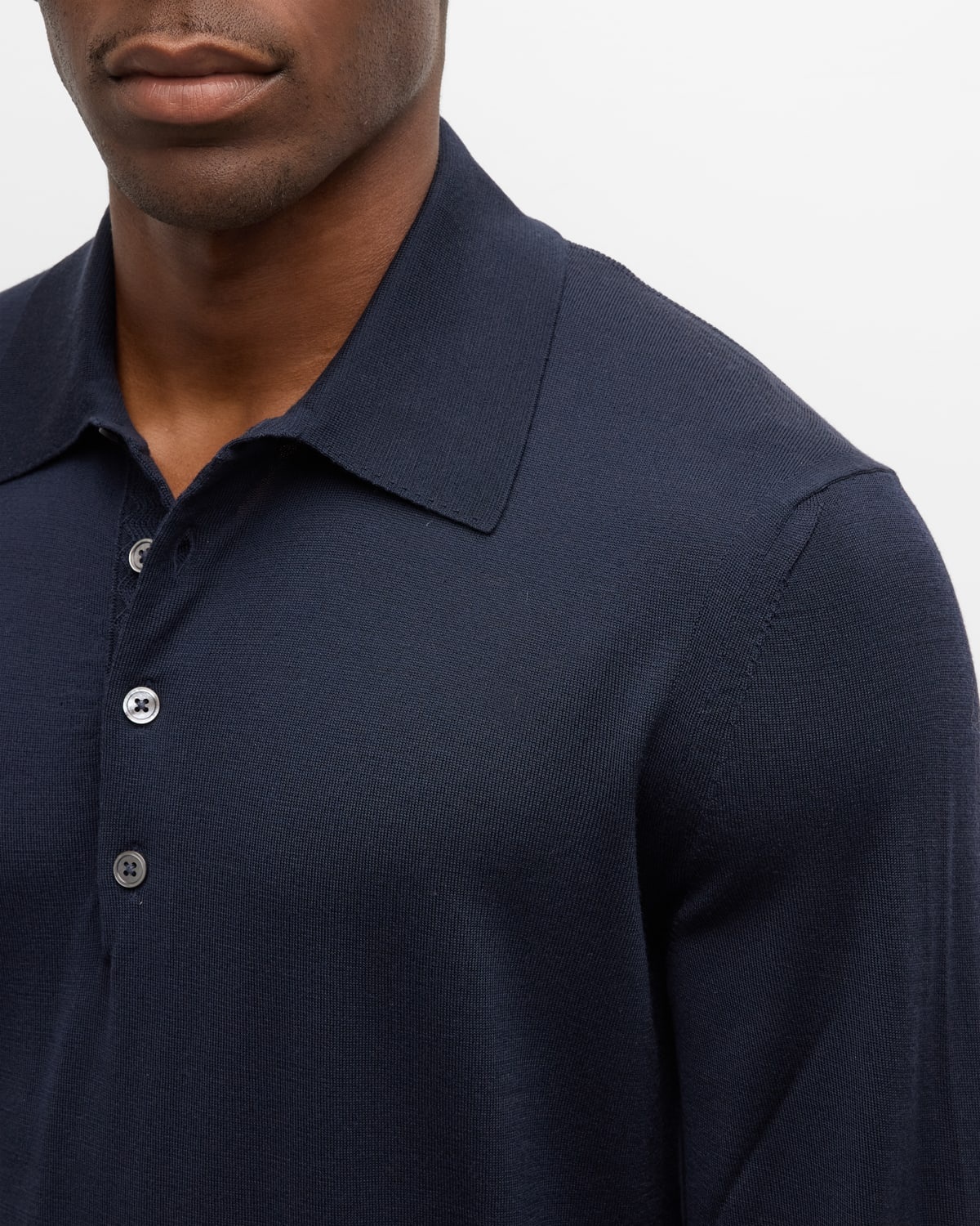 Men's Fine-Gauge Wool Polo Sweater - 7