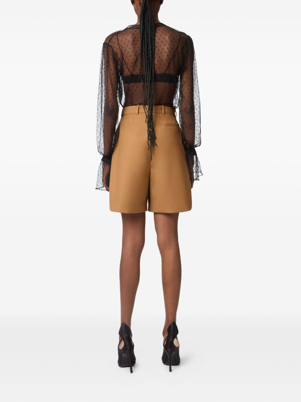 pleated high-waisted shorts - 4