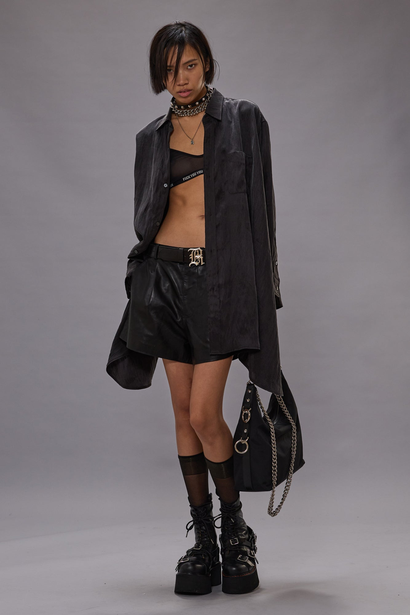 WIDE LEG LEATHER SHORTS - 2