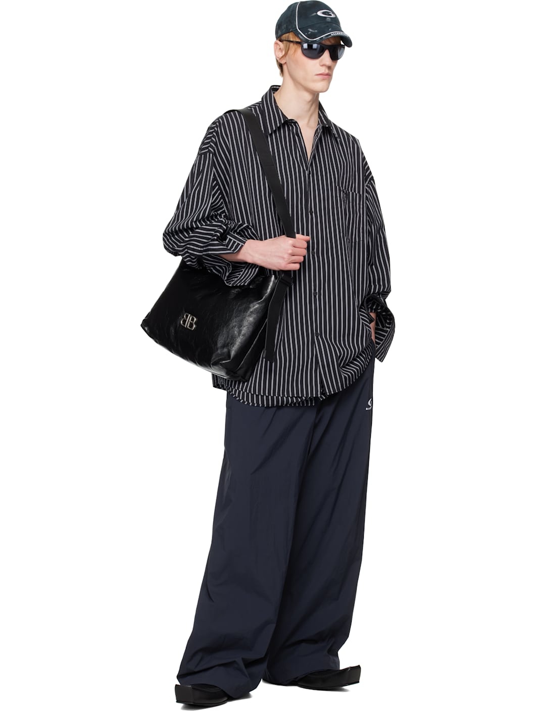 【BALENCIAGA】MONACO SMALL EAST-WEST HOBO BAG BALENCIAGA Men's Monaco Small East-west Hobo Bag in Black