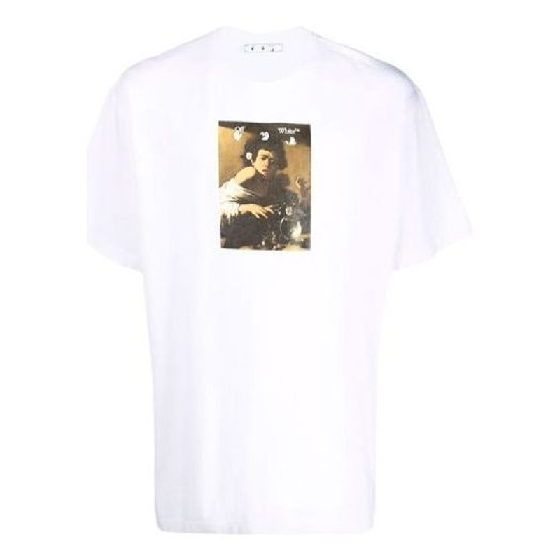 Men's Off-White FW21 Pattern Printing Round Neck Short Sleeve White T-Shirt OMAA119F21JER0170184 - 1