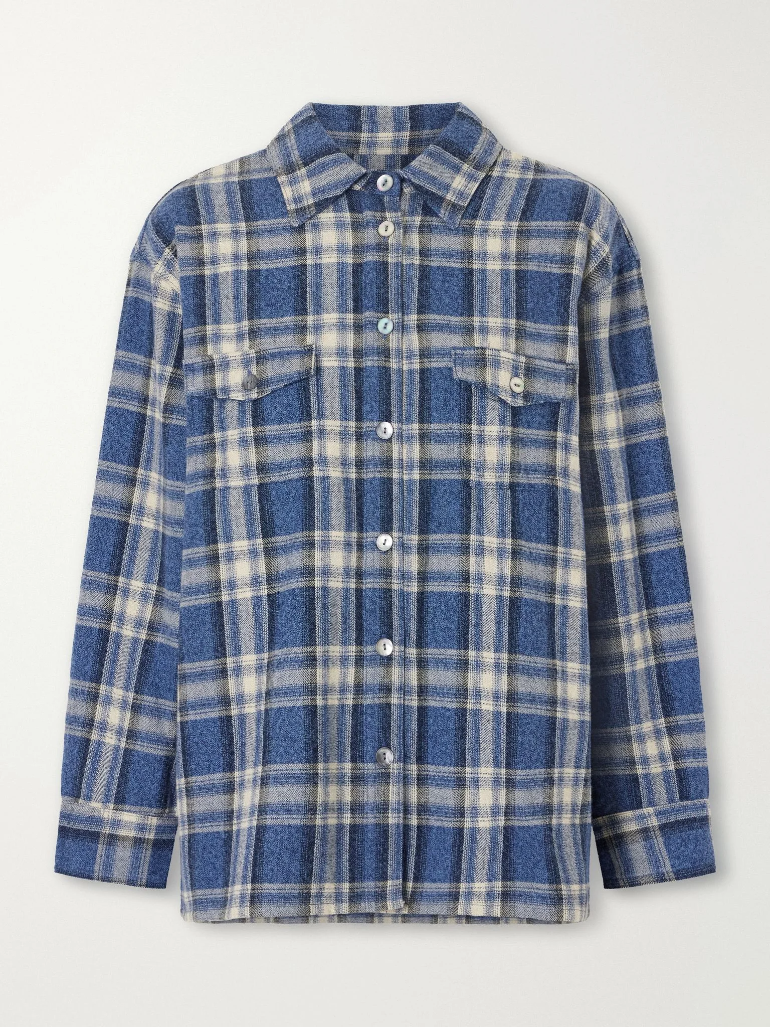 Checked cotton-flannel shirt Blue - 1