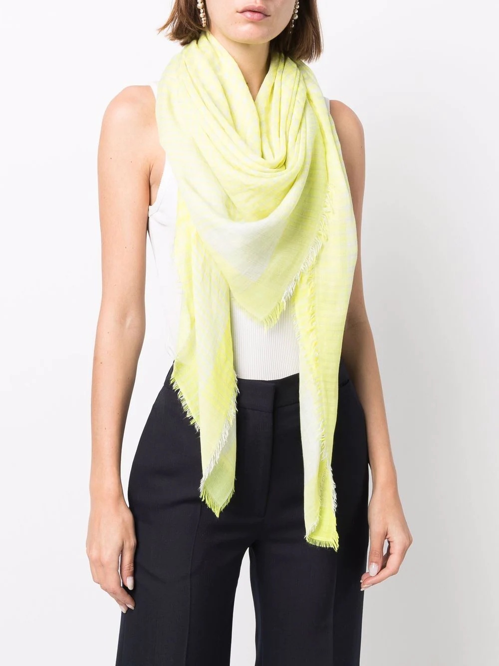 check-print knitted scarf - 2