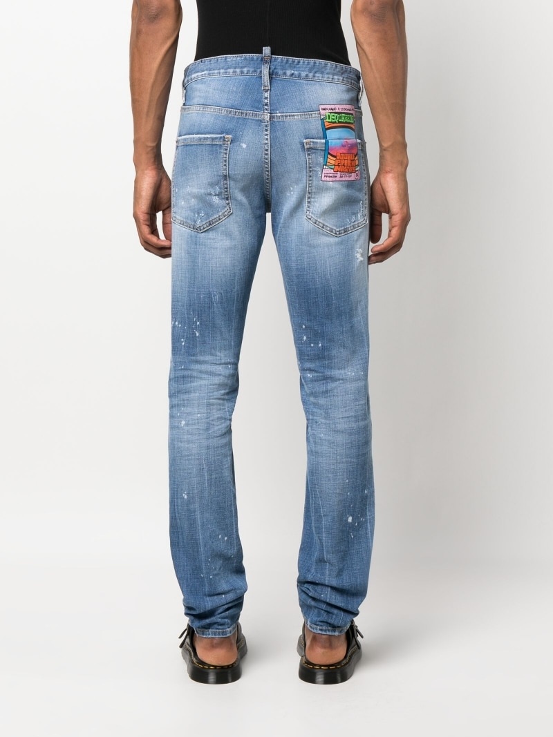 logo-print light-wash jeans - 4