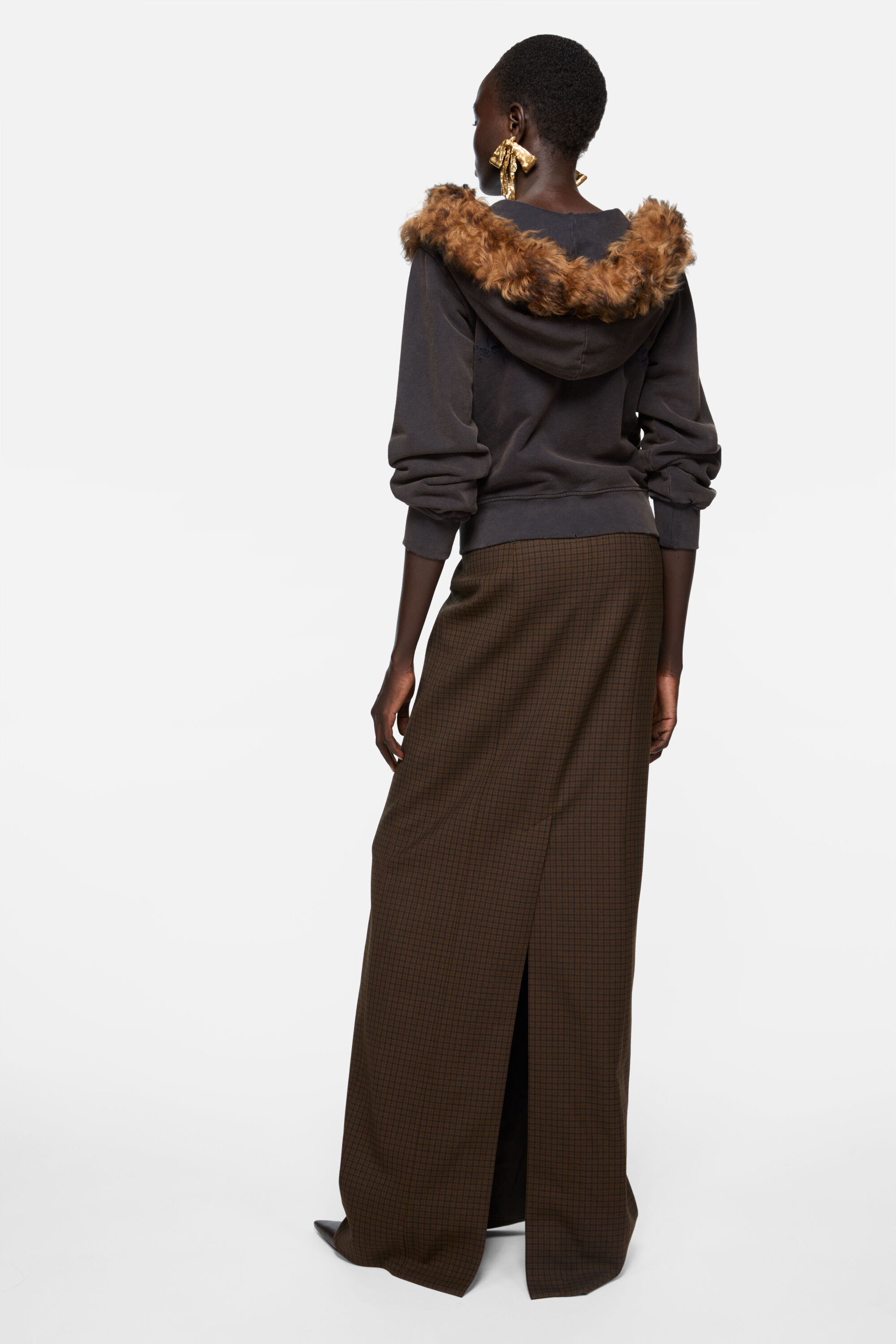 Wool check skirt - Multi brown - 3