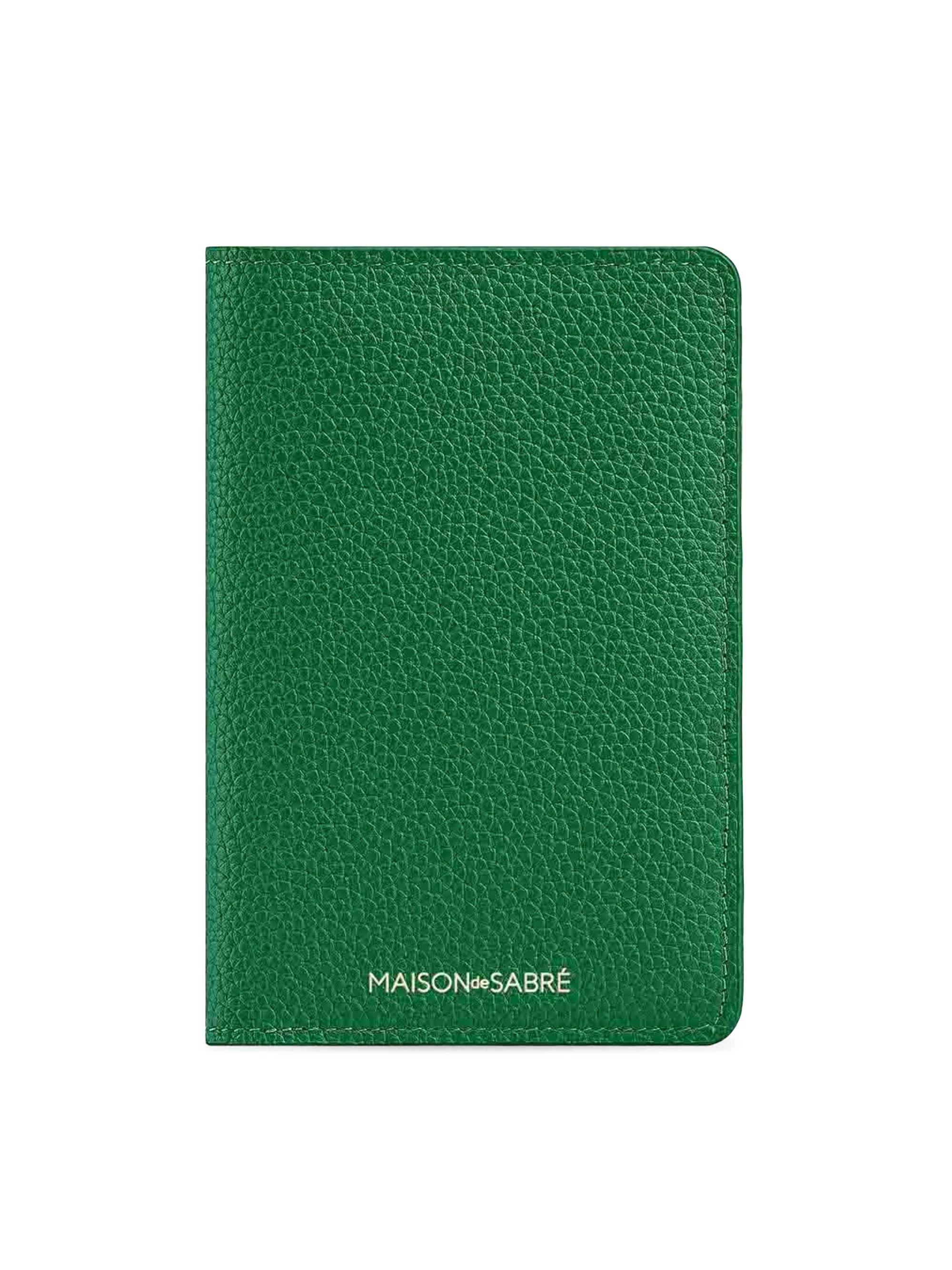 Unisex Leather Passport Holder - Emerald Green - 1