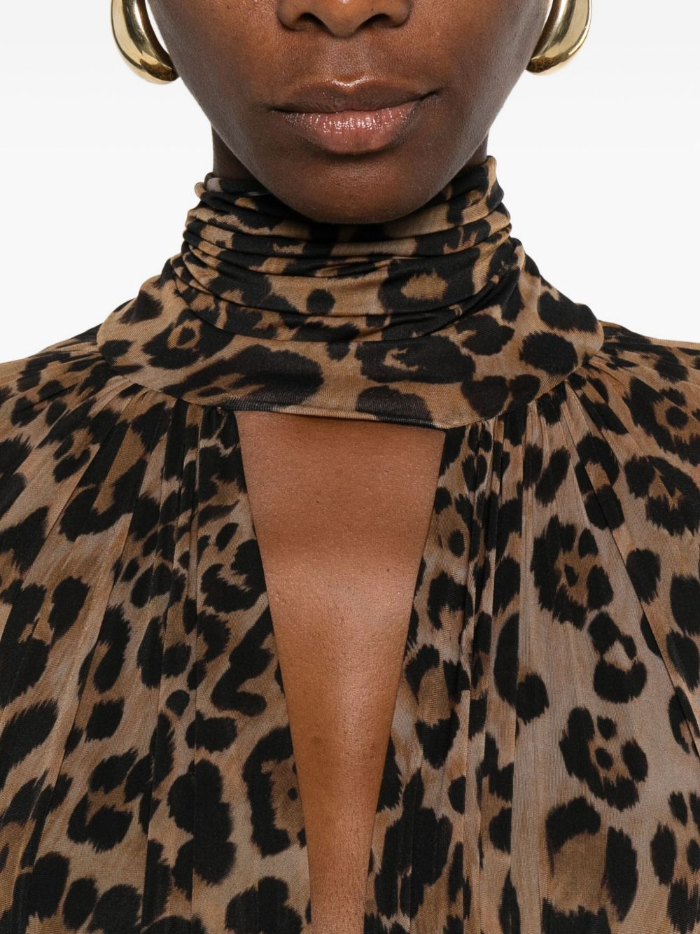 leopard-print ruched mini dress - 5