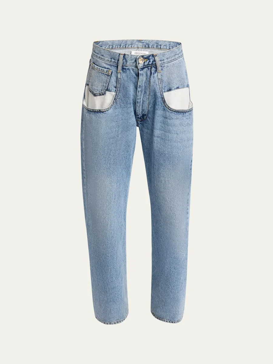 5-Pocket Wide-Leg Denim Pants - 1