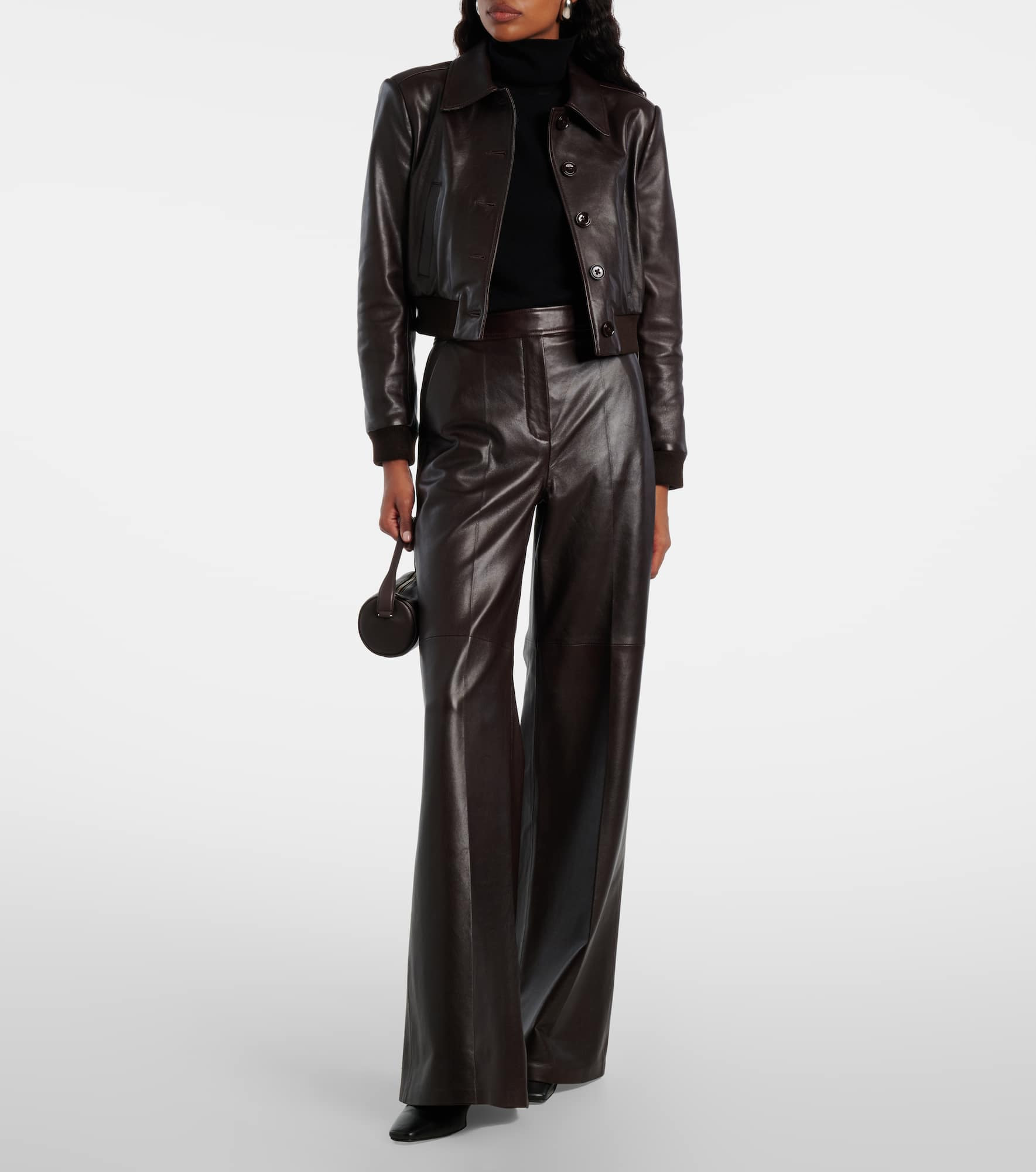 High-rise leather flared pants - 2