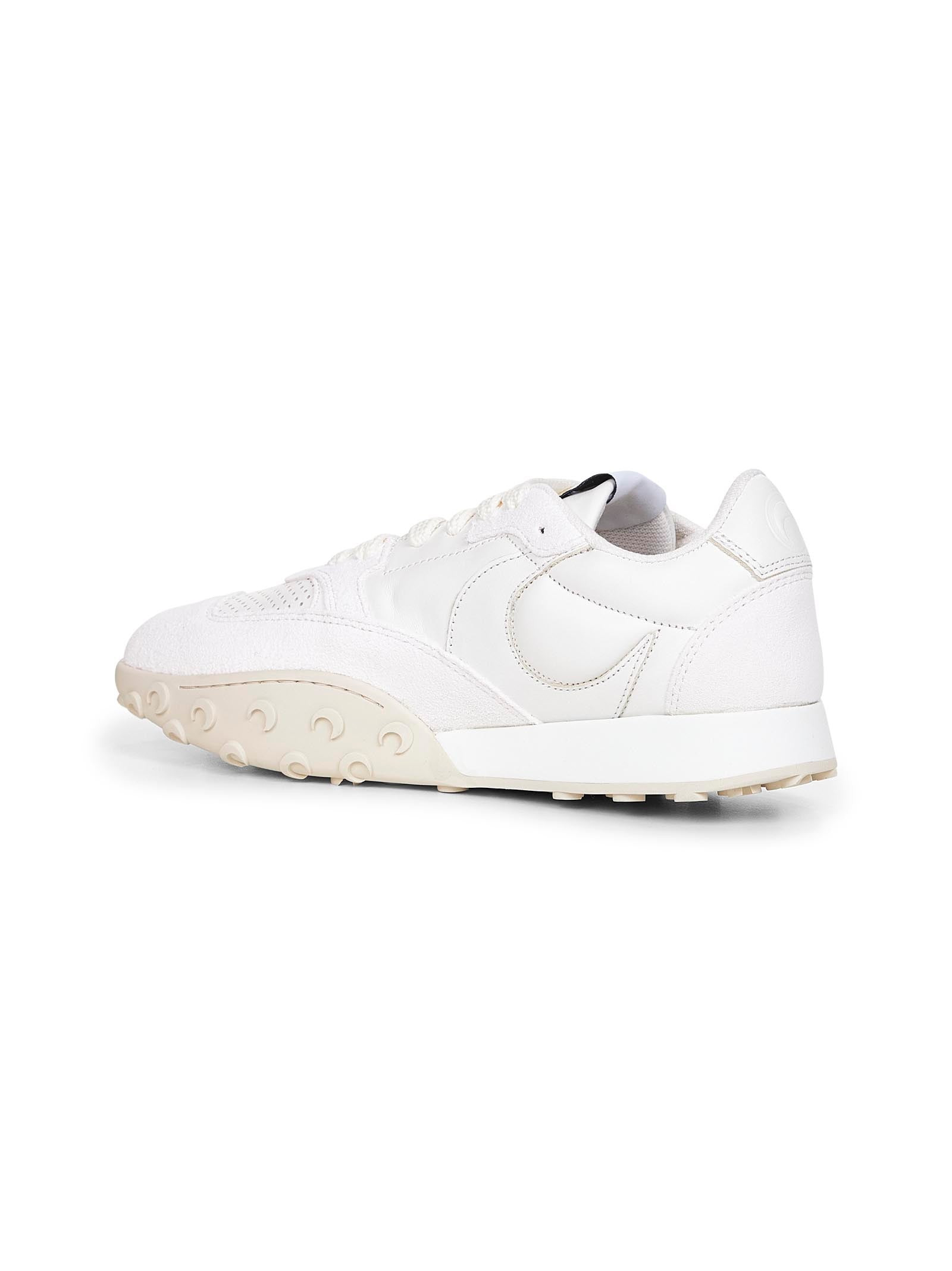 Marine Serre Women White Nappa And Suede Ms Rise Sneakers - 3