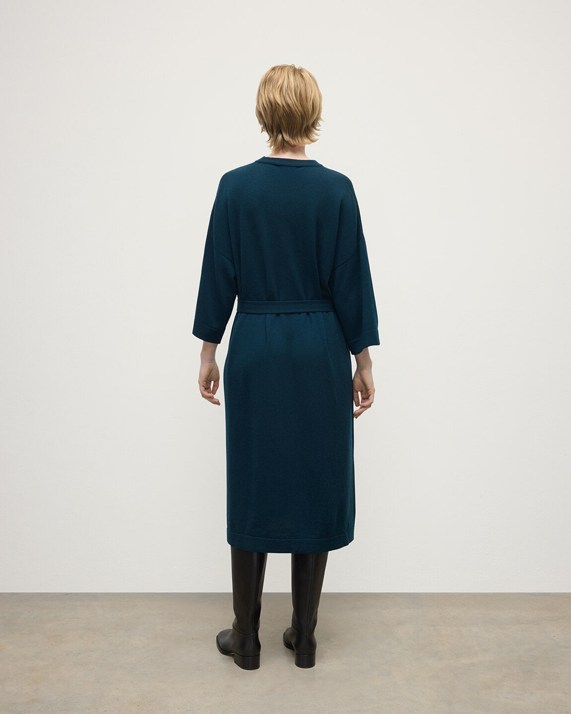 Tie-Waist Cashmere Green Jumper Dress - 4