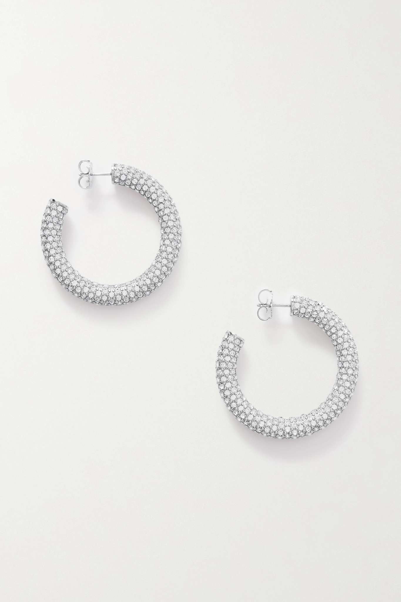 Cameron medium coated-metal crystal hoop earrings - 1