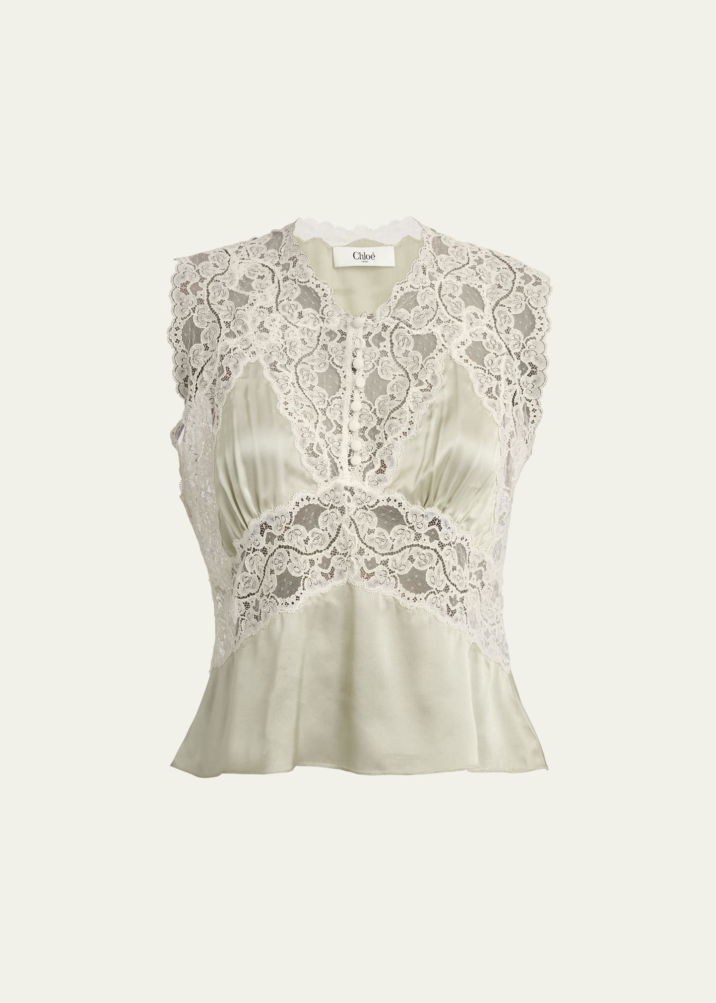 Lace Silk Sleeveless Top - 1