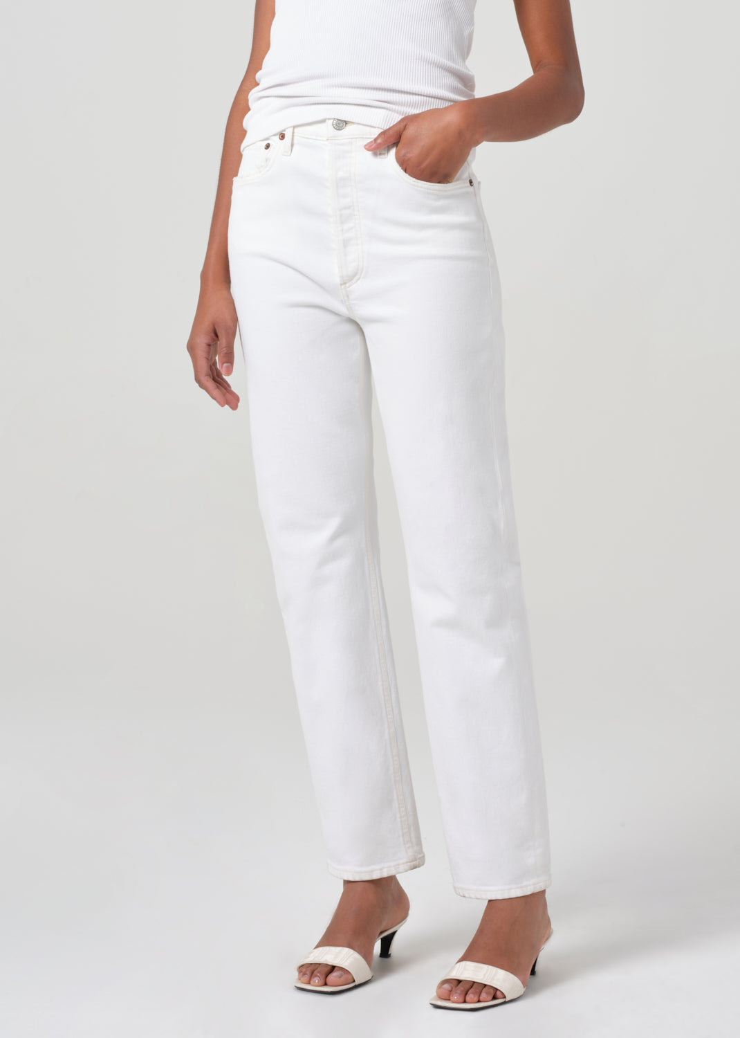 90'S PINCH WAIST HIGH RISE STRAIGHT IN MARSHMELLOW - 5