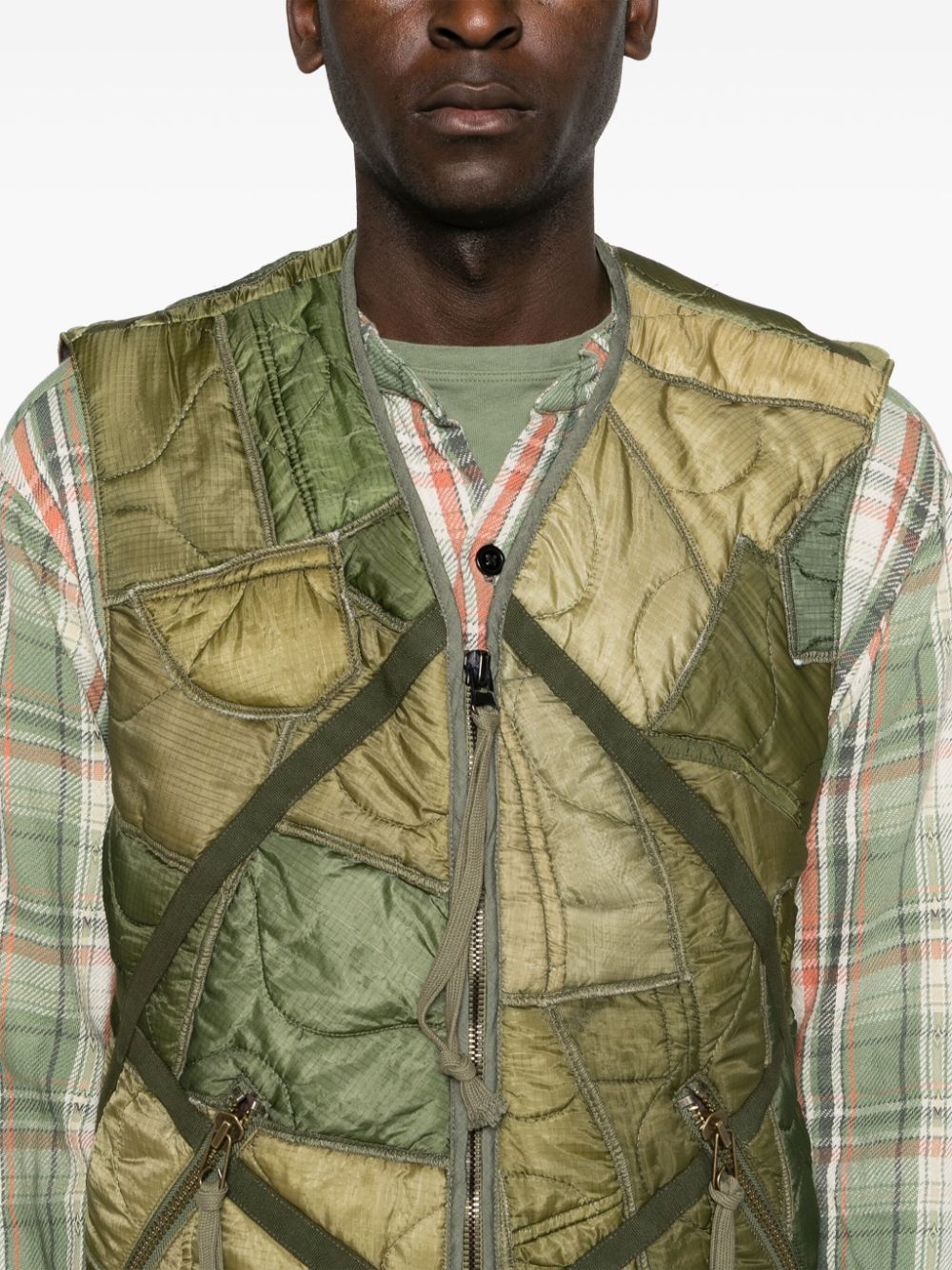 patchwork padded gilet - 5