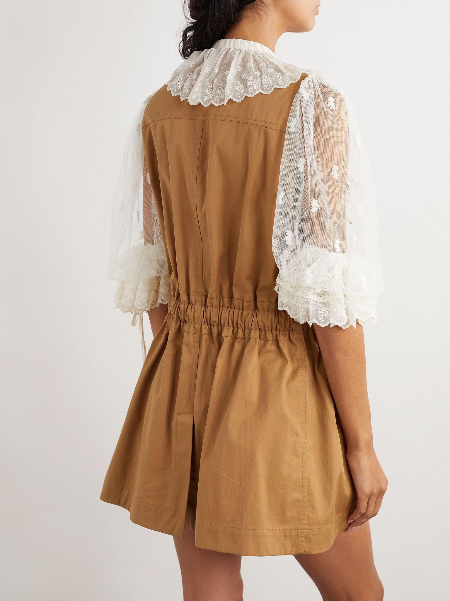 Buckled cotton-twill vest Beige - 4