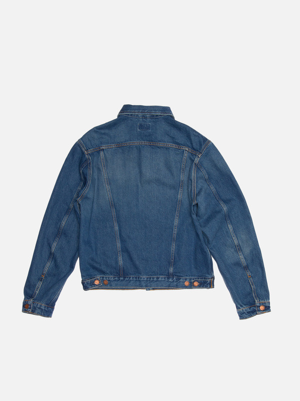Danny Greasy Denim Jacket Mid Blue - 4