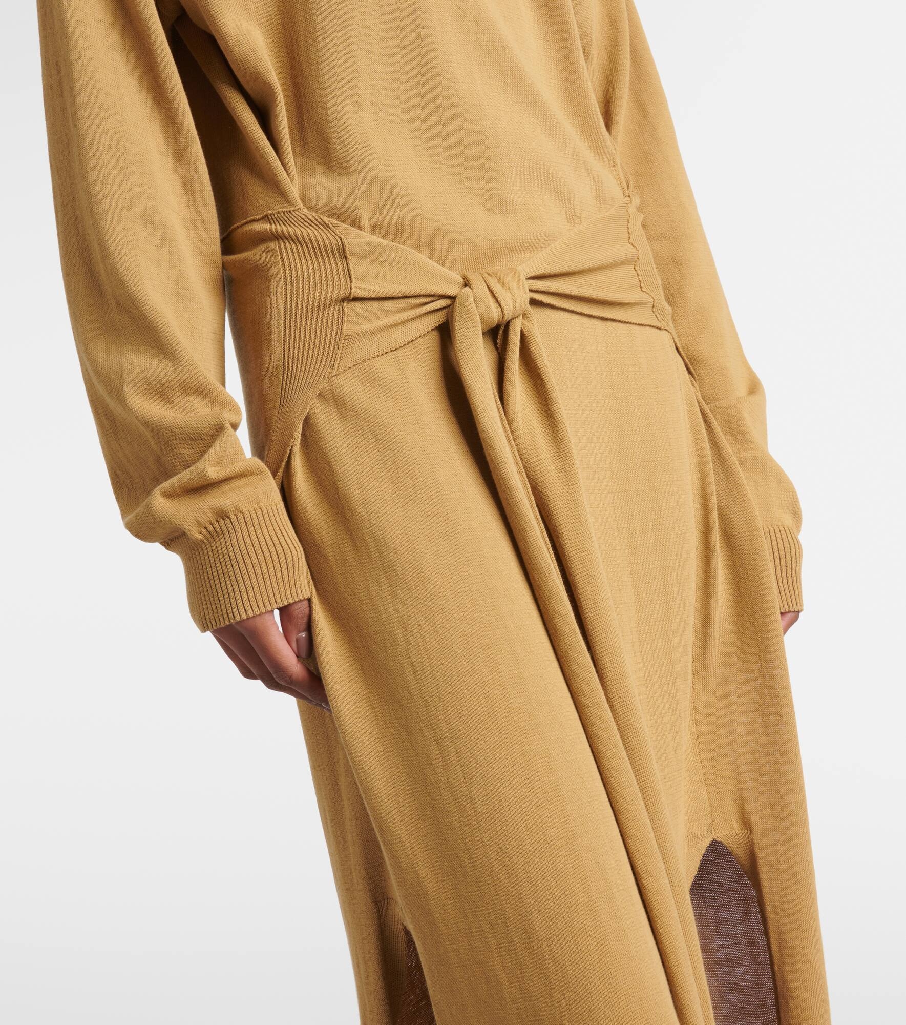 Trompe-l'œil cotton midi dress - 5