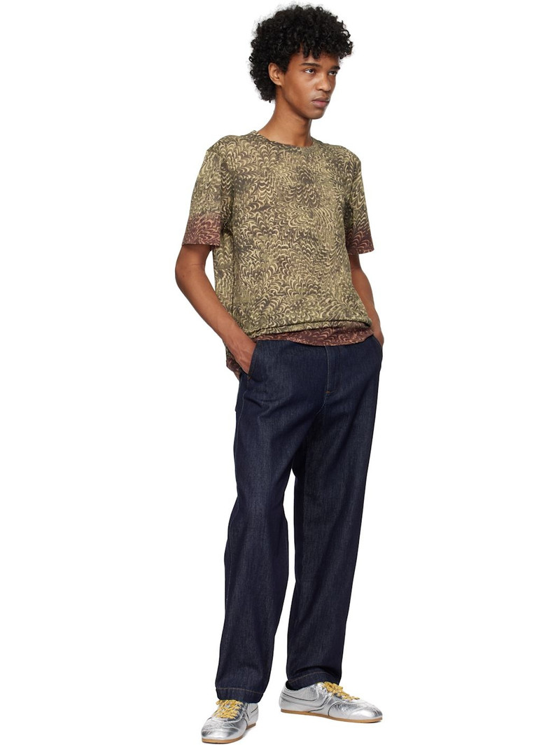 Dries Van Noten Khaki Printed Cotton T-shirt outlook