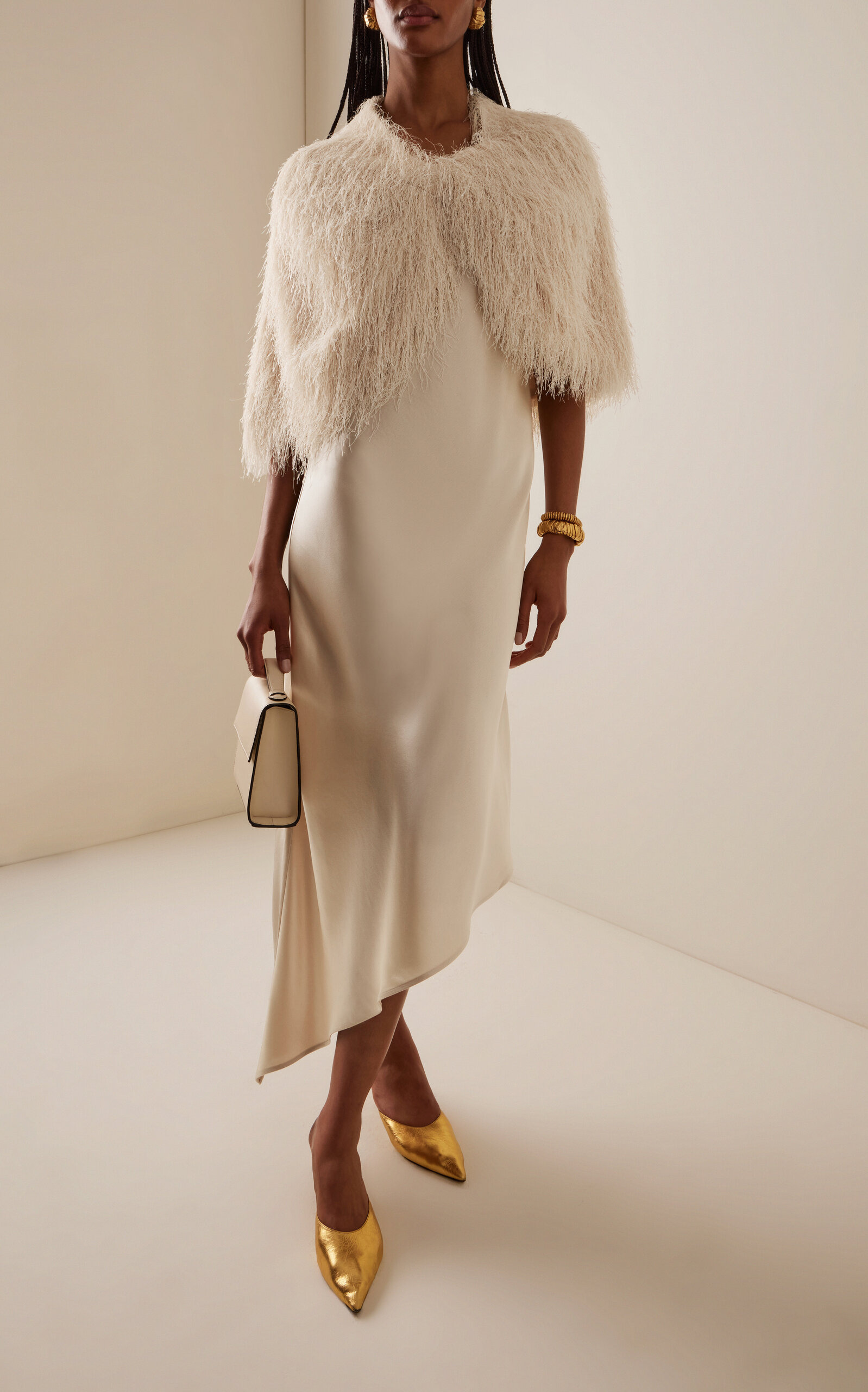 Exclusive Leviana Satin Midi Dress ivory - 3
