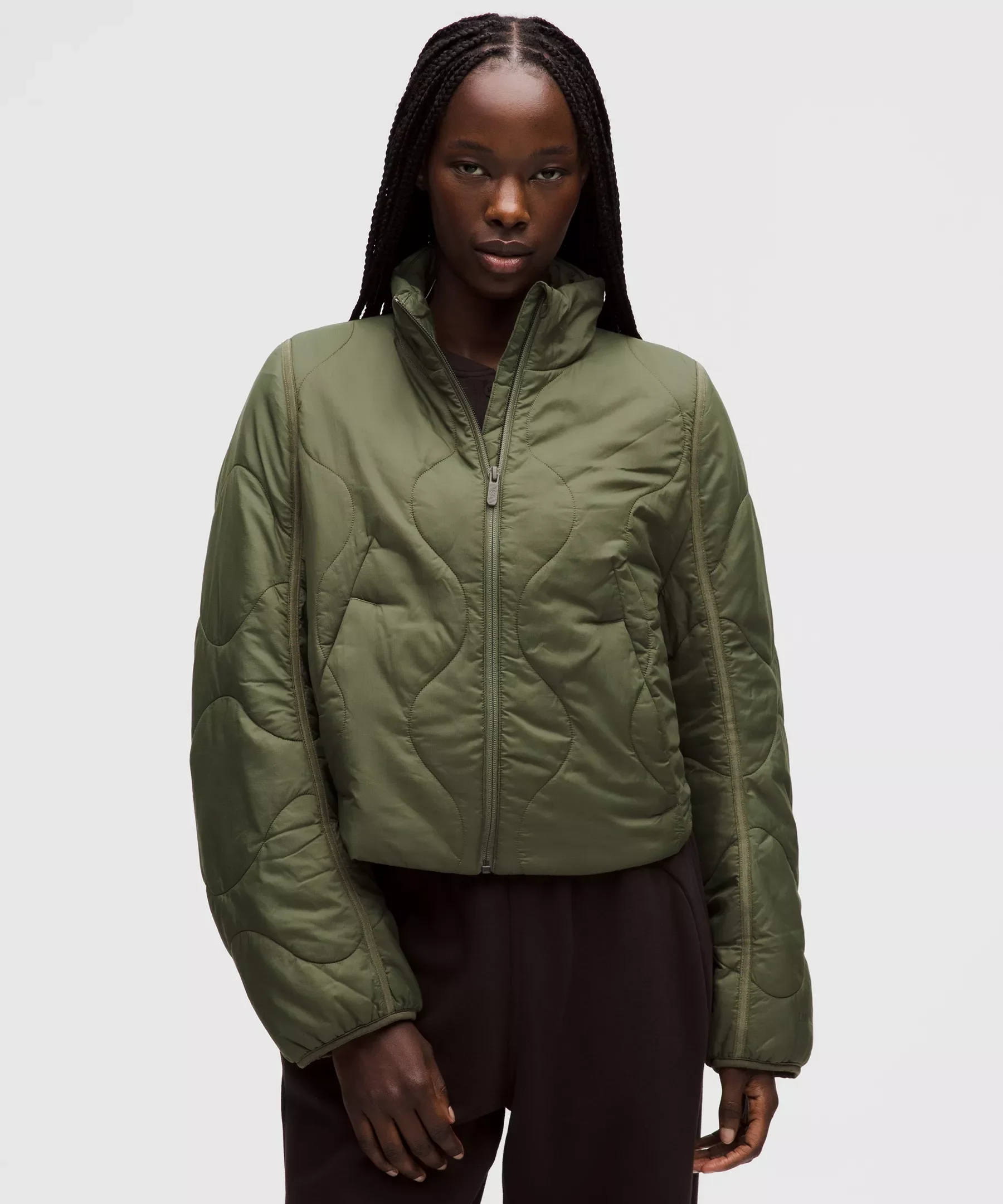 Quilted Light Insulation Cropped Jacket - 1