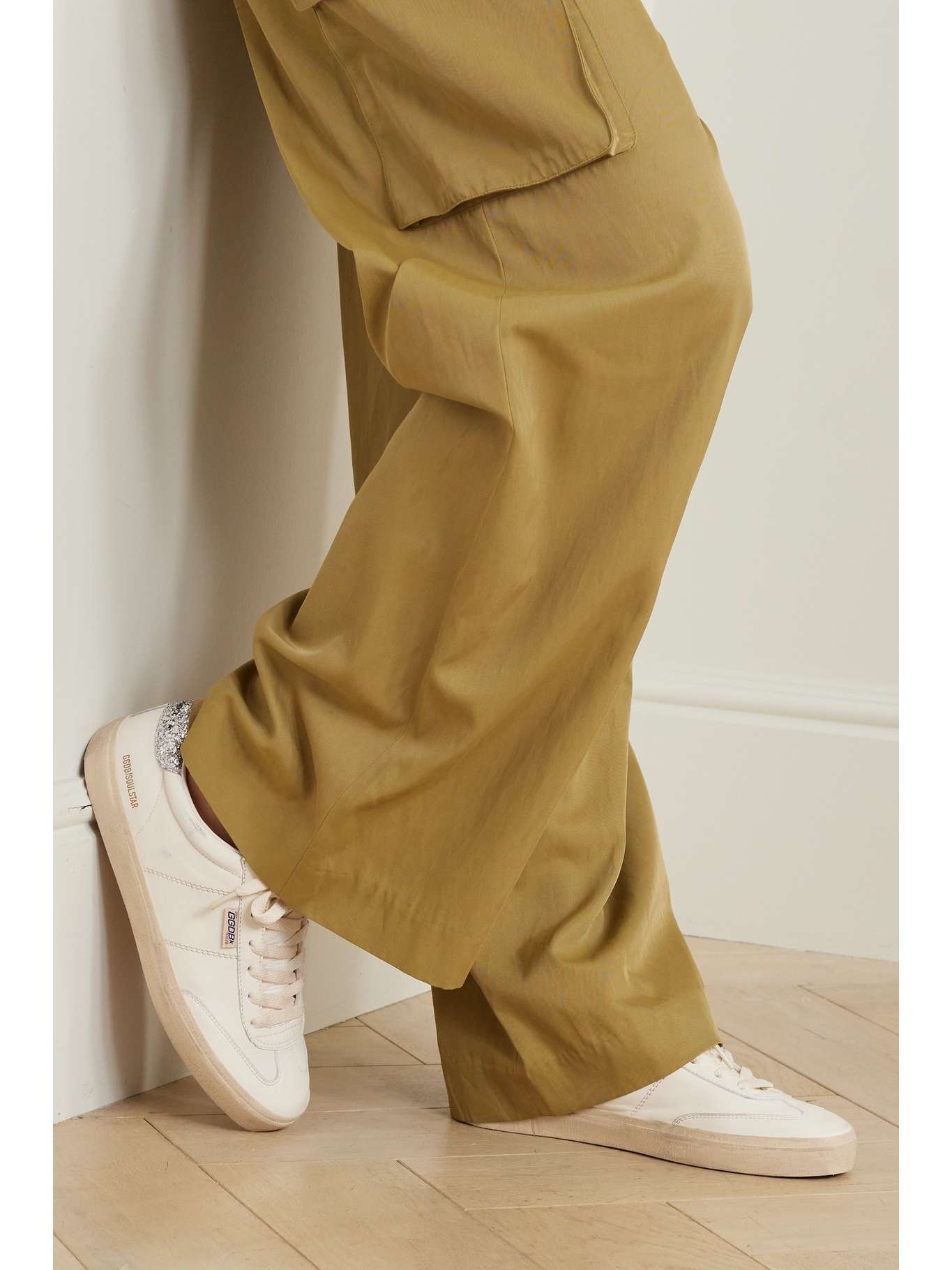 Golden Goose Soul-Star distressed glittered leather sneakers