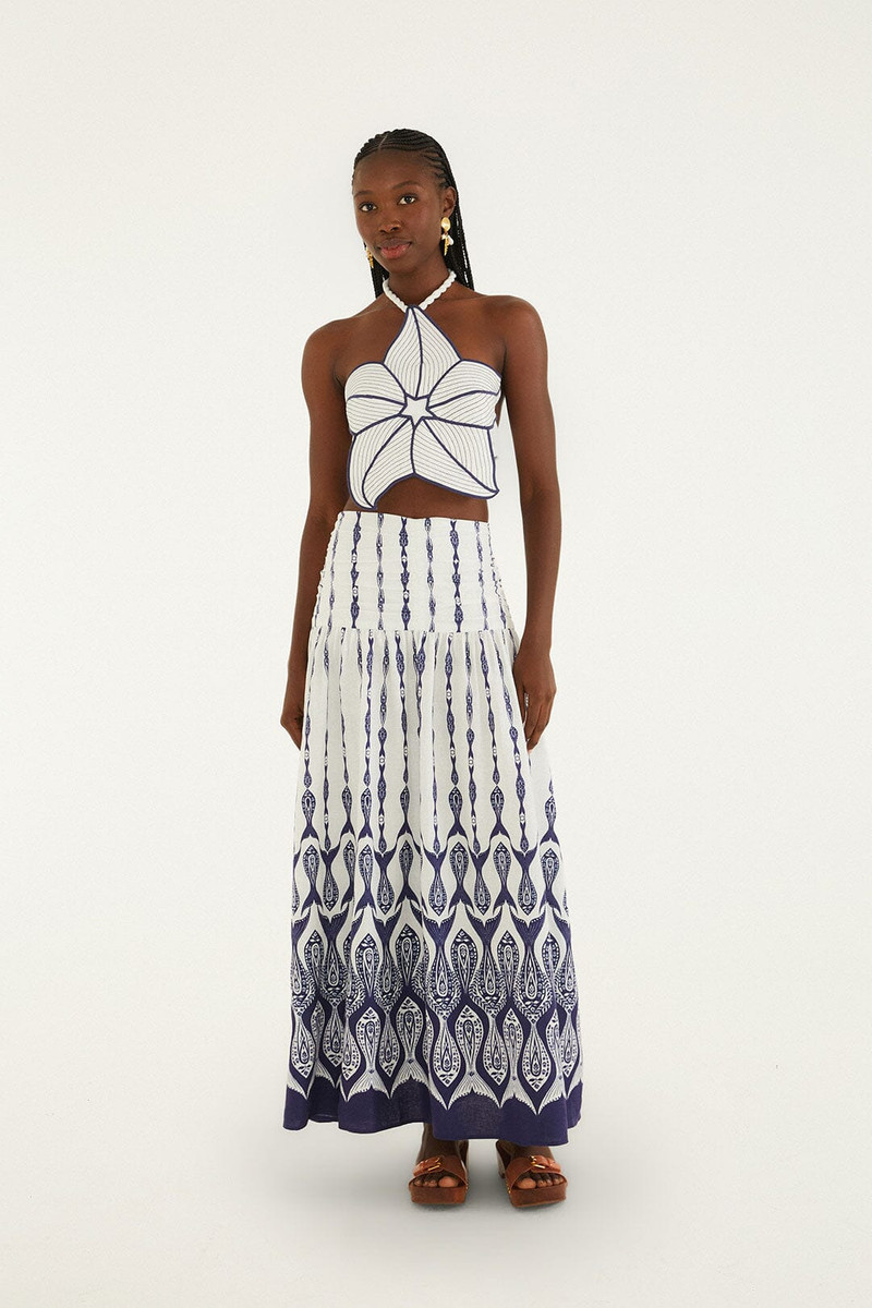 Off-White Fishes Flow Lenzing Ecovero Euroflax Maxi Skirt 1