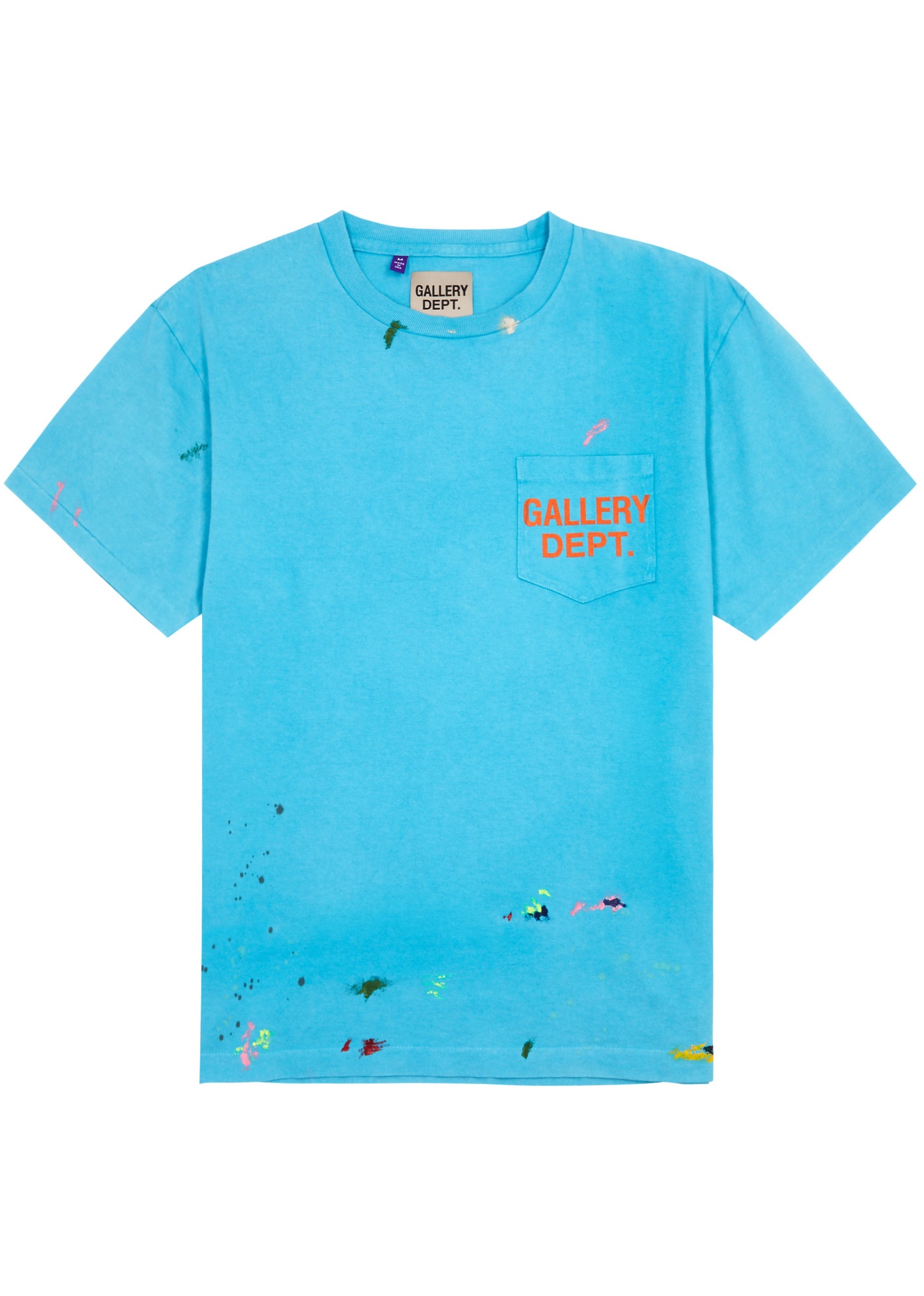 Paint-splattered logo cotton T-shirt - 1