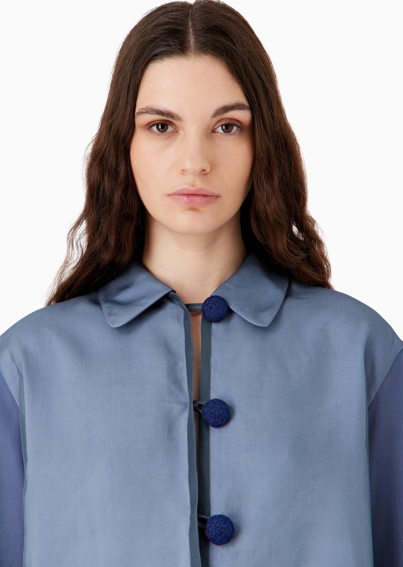 Single-breasted jacket in flowing matte fabric with passementerie trim - 5