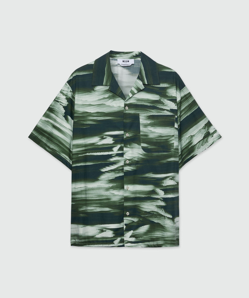 Poplin bowling shirt with collection grpahics 1