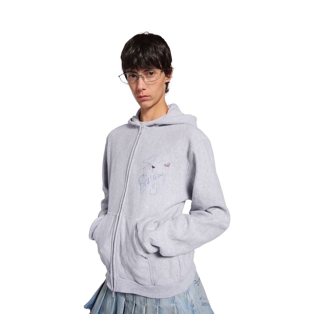 Balenciaga Music | Britney Spears Series Zip-up Hoodie Regular Fit in Light Grey/pink - 5