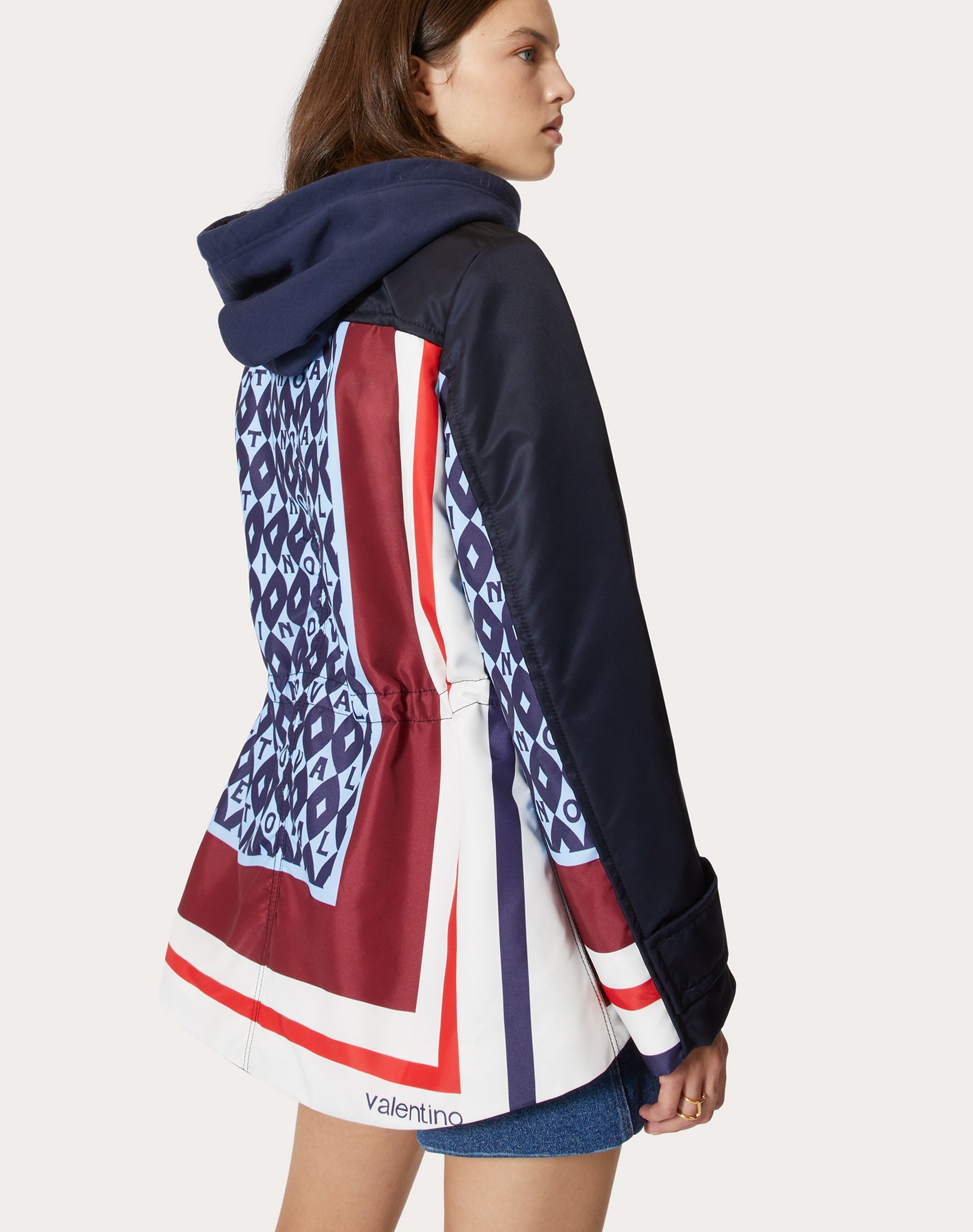 PRINTED NYLON PEA COAT - 5