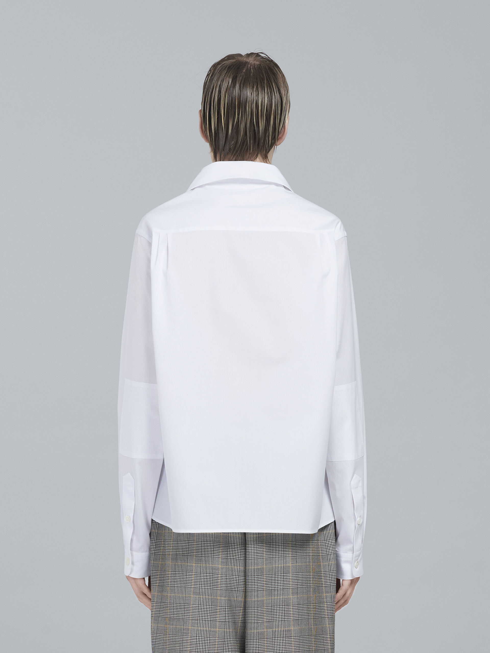WHITE POPLIN LONG-SLEEVED LOGO BOWLING SHIRT - 3